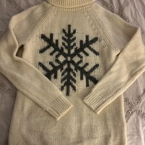 Gap Wool Blend Cozy Cream Snowflake Sweater